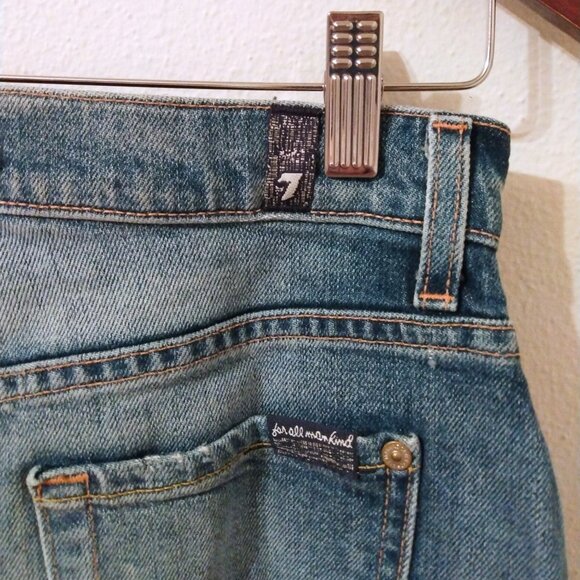 7 For All Mankind distressed denim mini skirt sz 25 - Picture 6 of 10